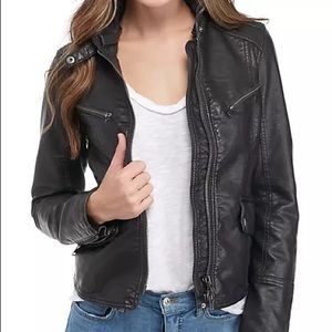 NWOT Free People Vegan Hooded Leather Jacket